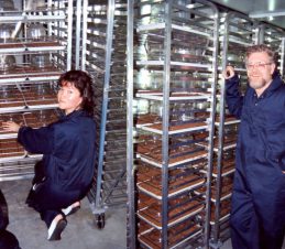 Steph & Arnold at the Rearing Facility, 2002